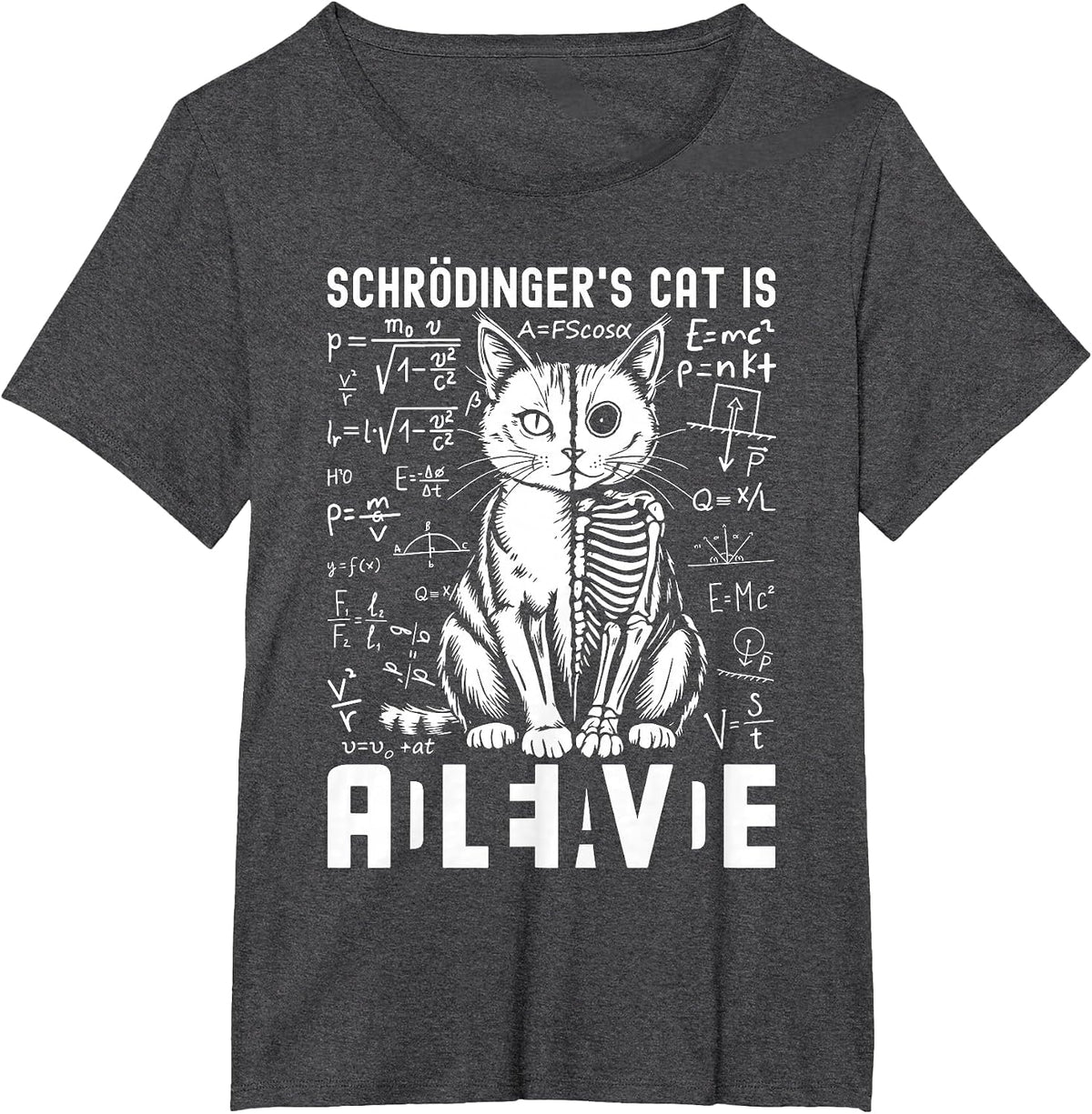 Schrodinger's Cat Dead and Alive Physics T-Shirt - Dark Heather Grey