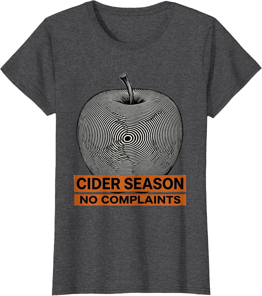 Women's Cider Season No Complaints Fall Graphic Design T-Shirt - Dark Heather Grey