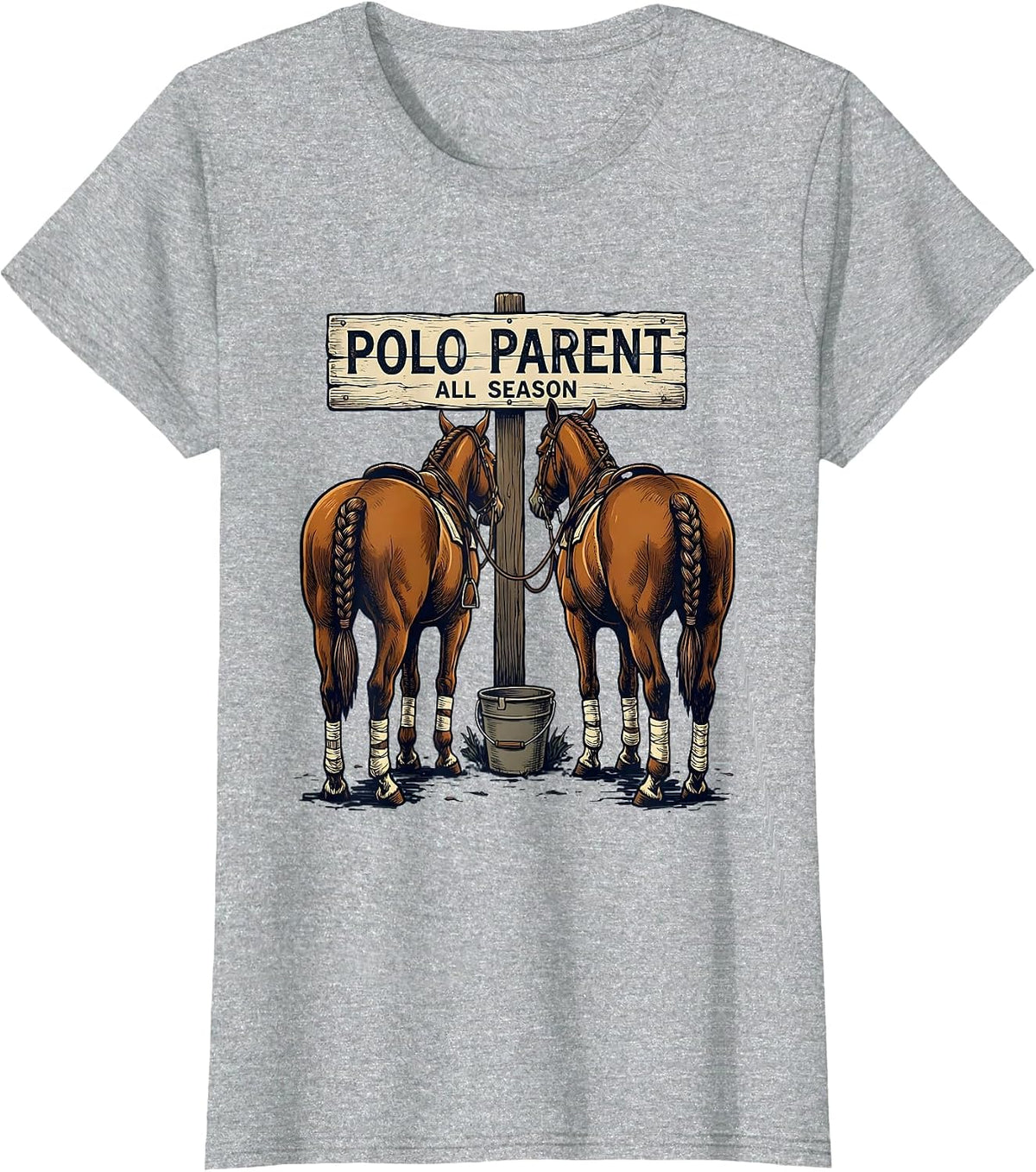 Polo Parent All Season Equestrian Sport Fan Horseback Riding T-Shirt - Heather Grey