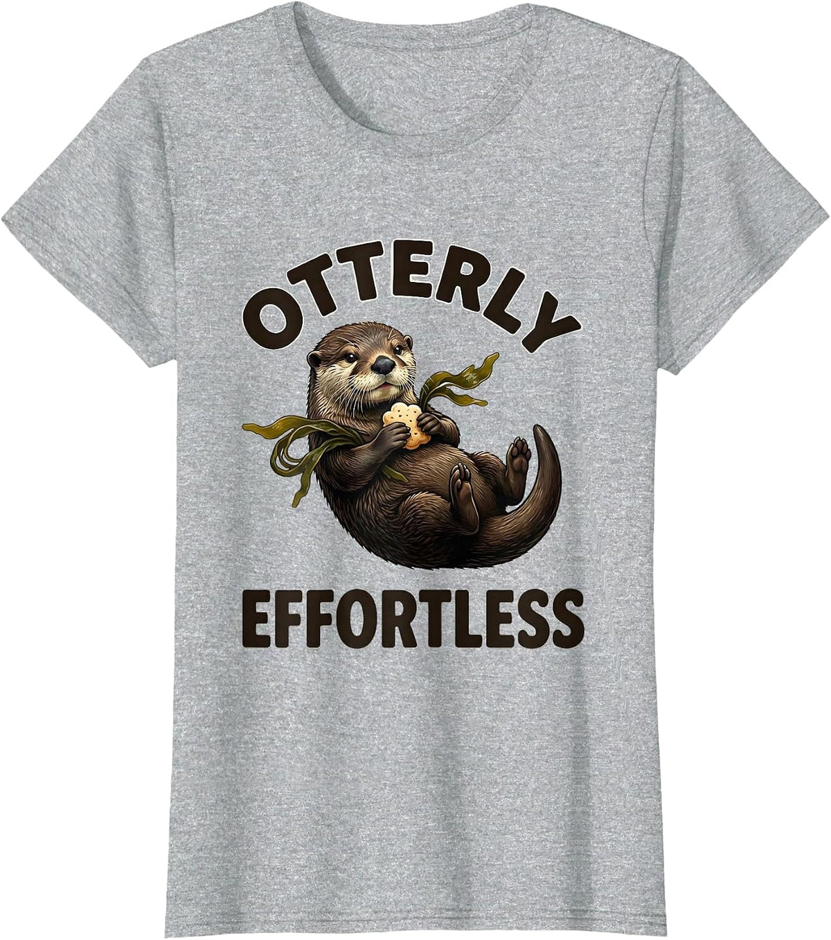 Otterly Effortless Funny Sea Otter Lover Pun Humor T-Shirt - Heather Grey