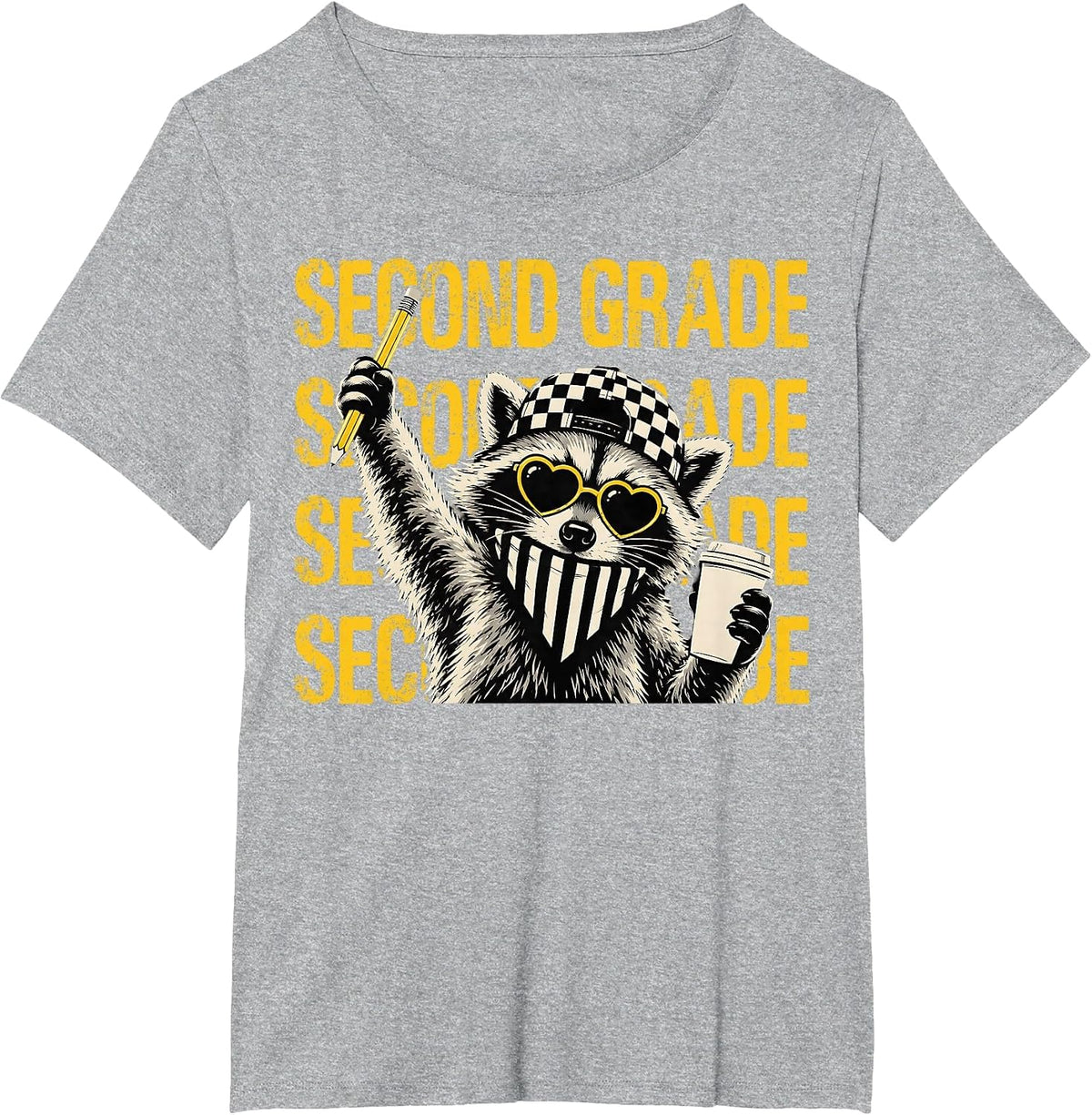 Funny Second Grade Teacher Feral Raccoon Back to School T-Shirt - Heather Grey