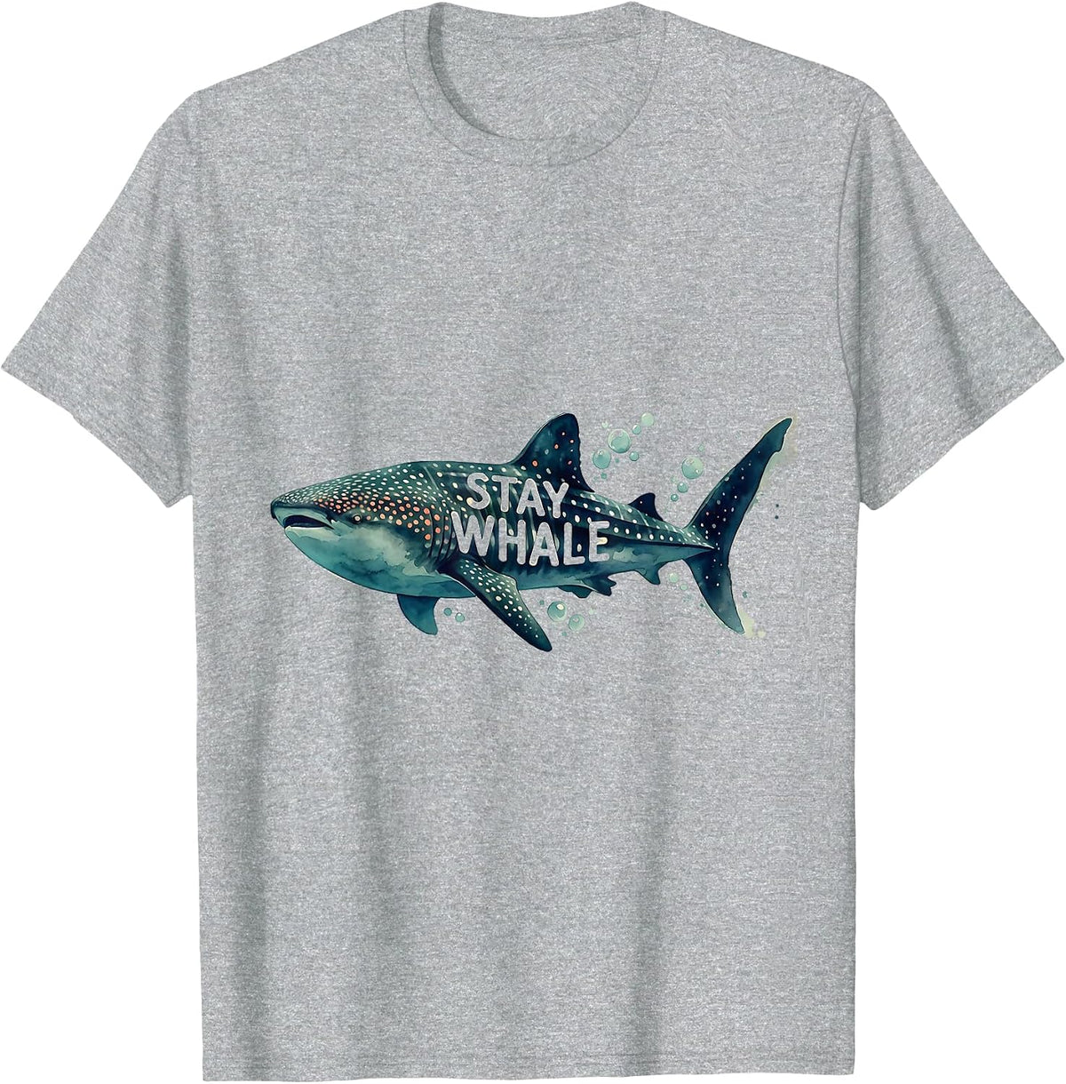 Men's Stay Whale Funny Watercolor Whale Shark Ocean Wildlife Lover T-Shirt - Heather Grey
