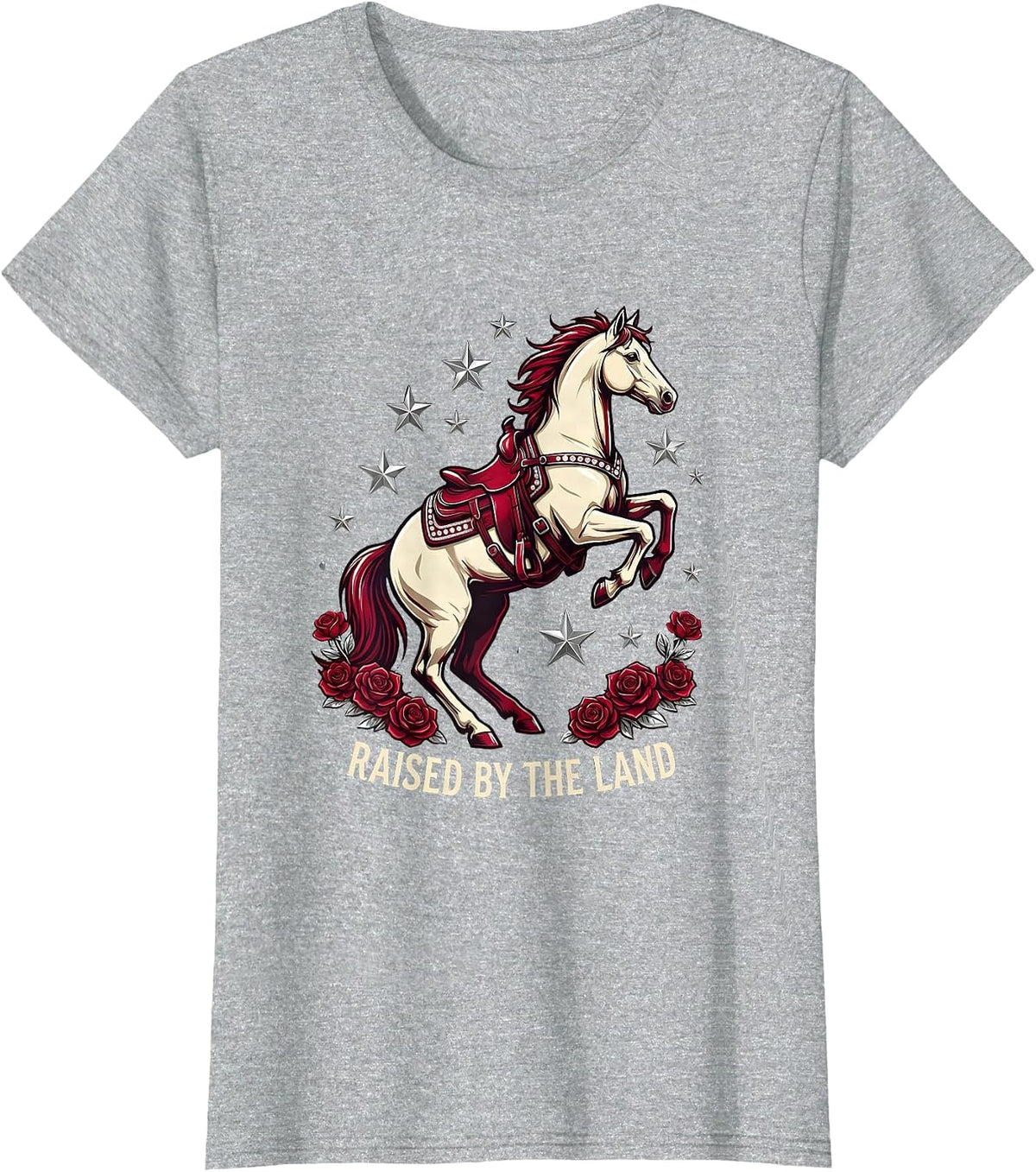 Raised by the Land Rustic Country Pride Design T-Shirt - Heather Grey