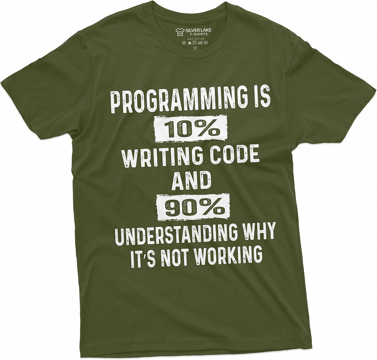 Men's Funny Programmer T-Shirt Programming Code Coding Software Developer Tee Shirt - Military Green