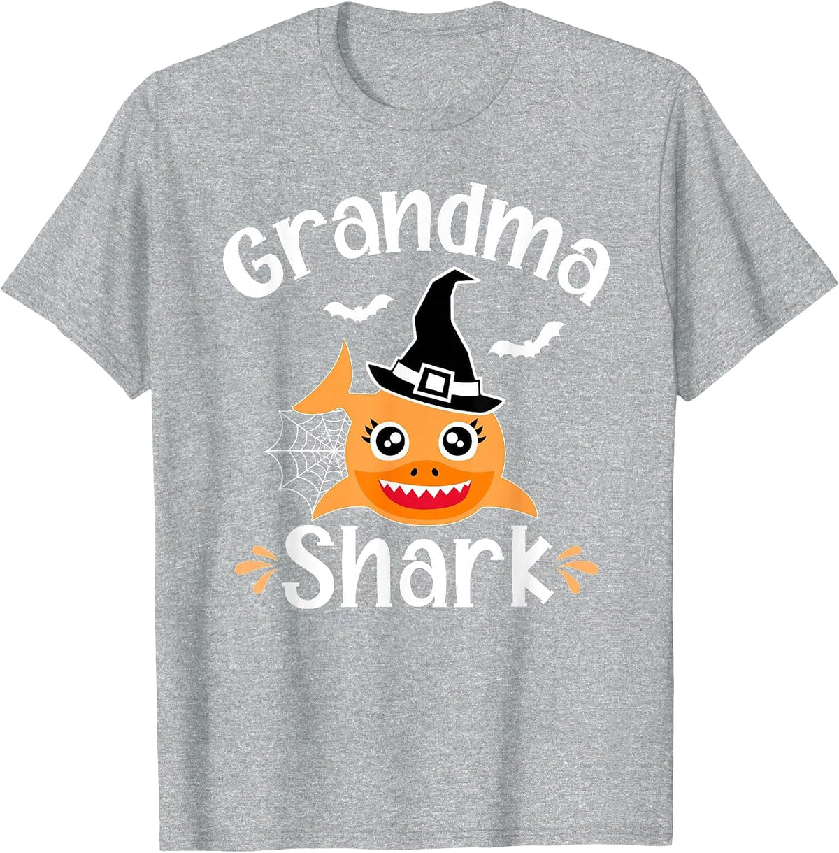 Grandma Shark Funny Halloween Grandmother T-Shirt - Heather Grey