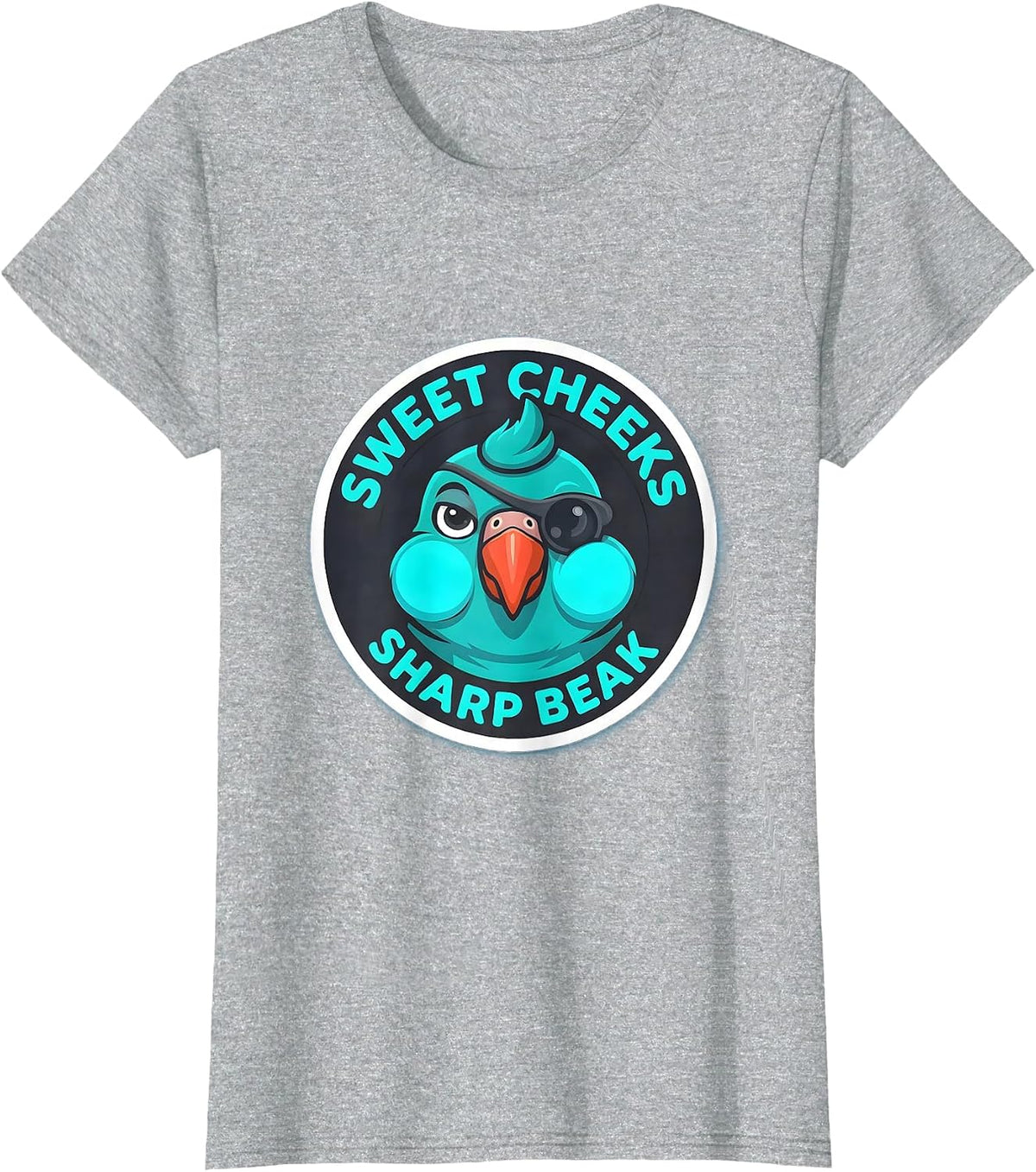 Sweet Cheeks Sharp Beak Funny Parakeet Mascot Bird Lover T-Shirt - Heather Grey