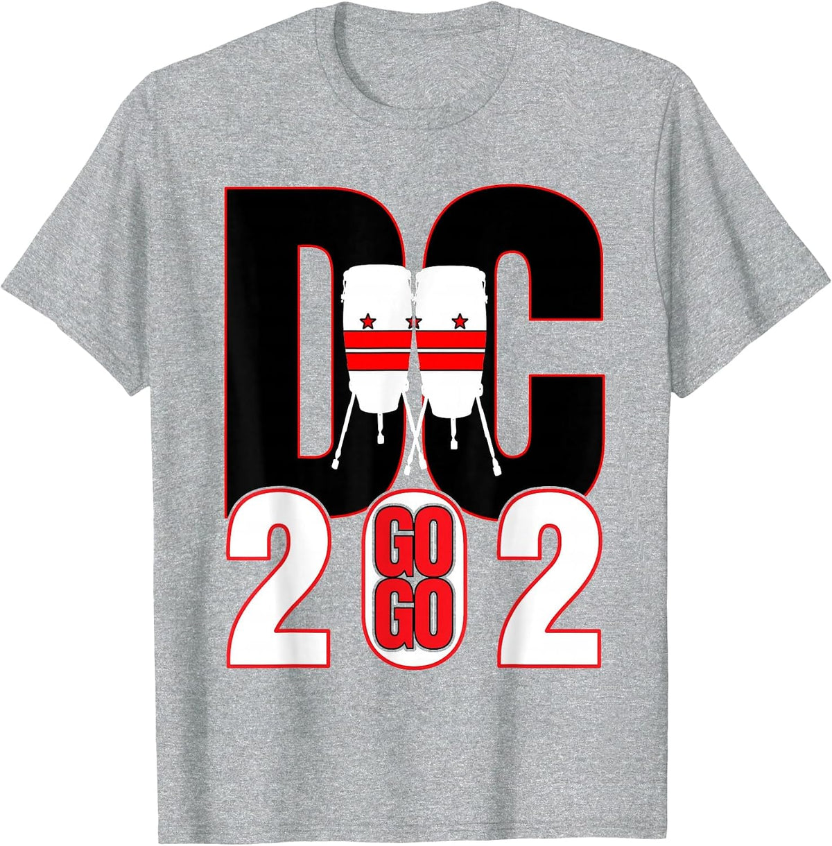Washington DC Nations Capitol Conga Drums Go Go Music 202 T-Shirt - Heather Grey