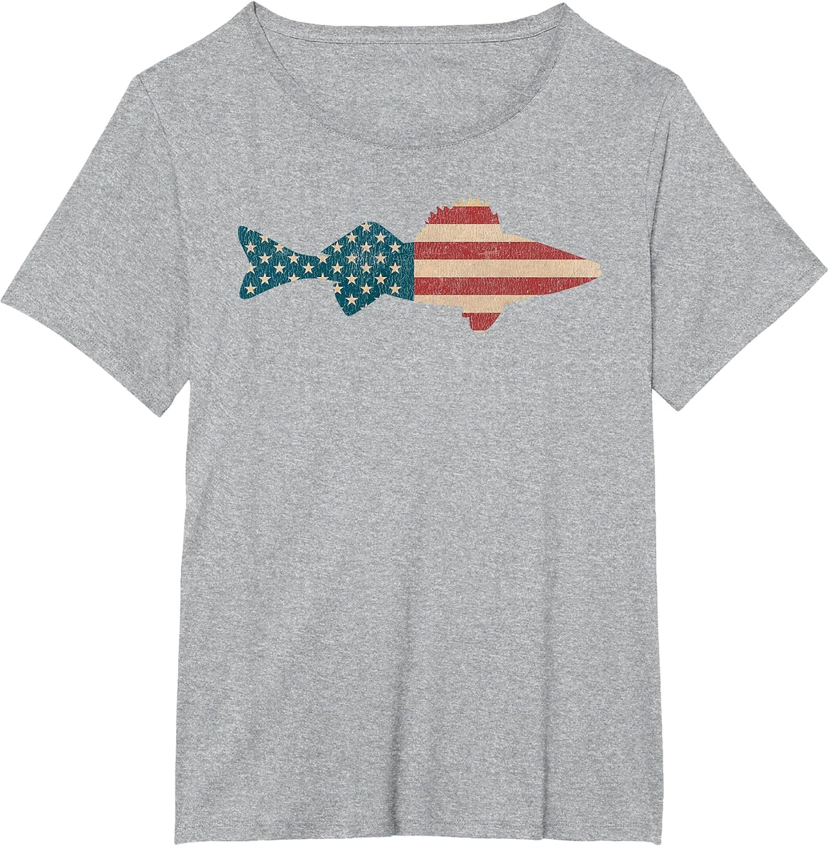 Walleye Fishing American Flag Sauger Angling T-Shirt - Heather Grey