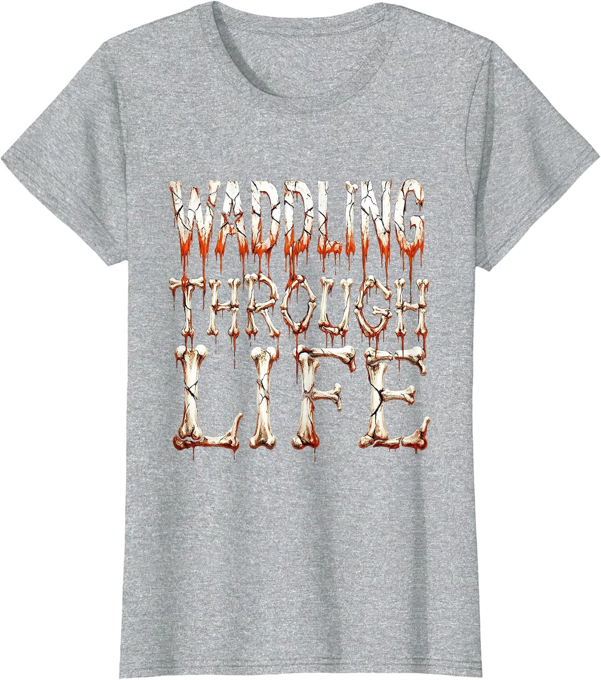 Women's Waddling Through Life Funny Penguin Design T-Shirt - Heather Grey