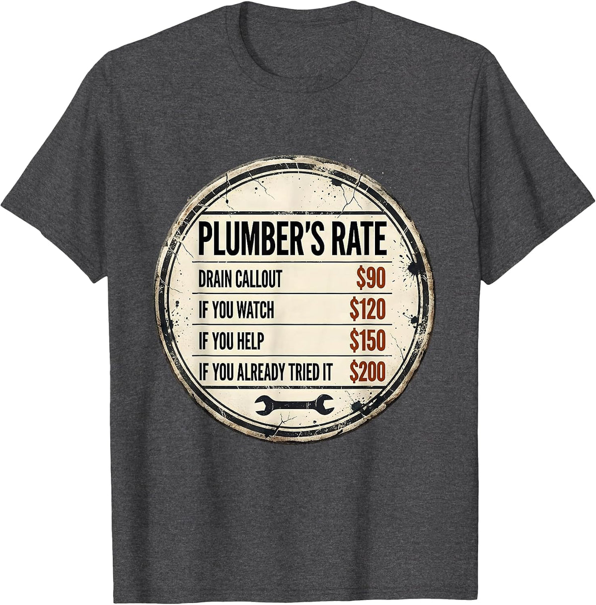 Men's Plumber's Rate Funny Plumbing Trade Humor T-Shirt - Dark Heather Grey