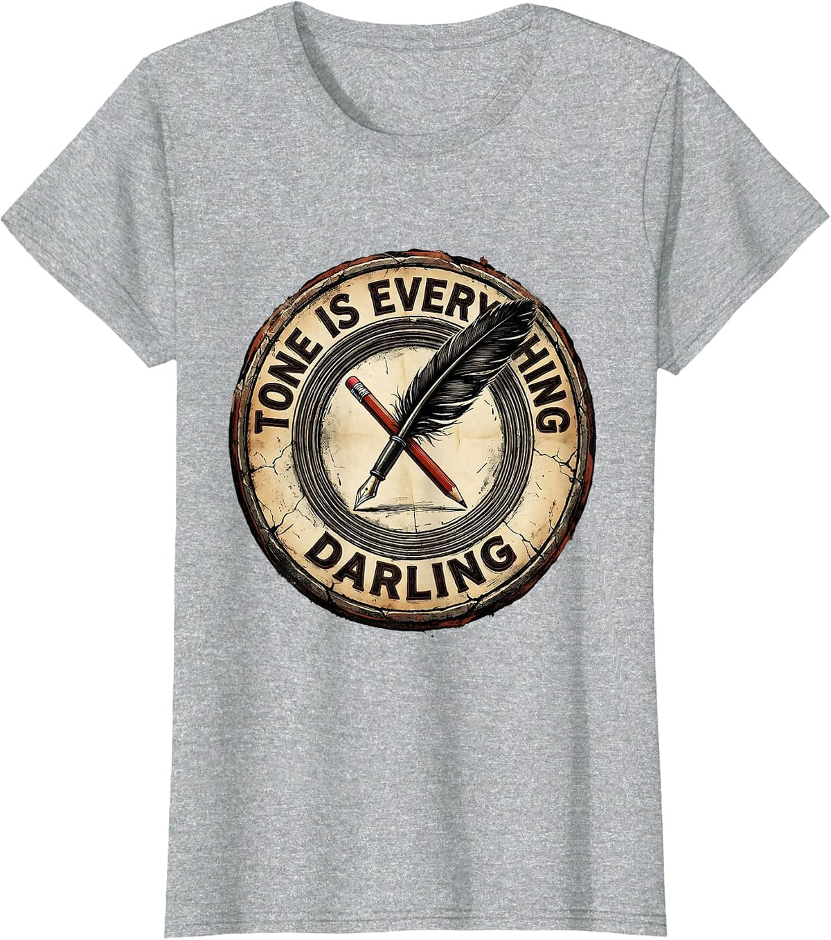 Tone Is Everything Darling English Teacher Design T-Shirt - Heather Grey