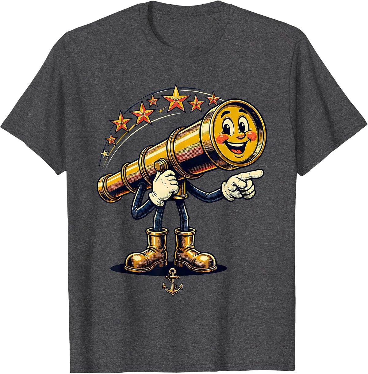 Men's Old Telescope Starry Horizon Navy Graphic T-Shirt - Dark Heather Grey