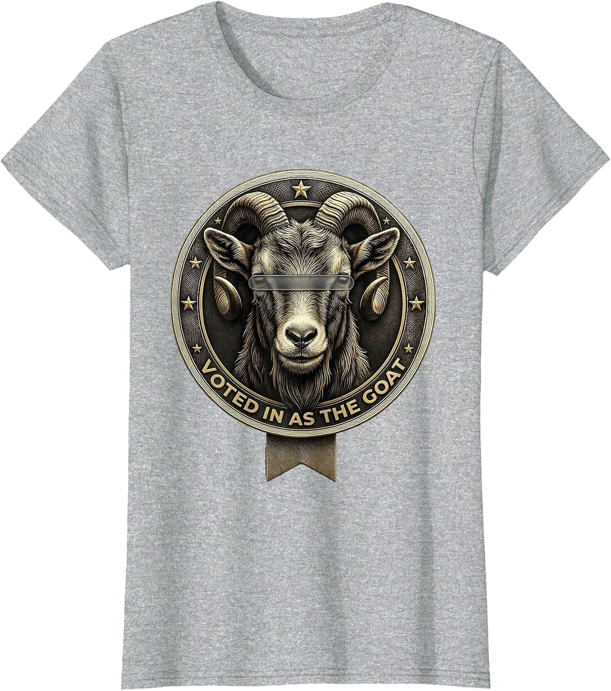 Women's Voted In As The Goat Cool Goat With Sunglasses Funny Animal T-Shirt - Heather Grey