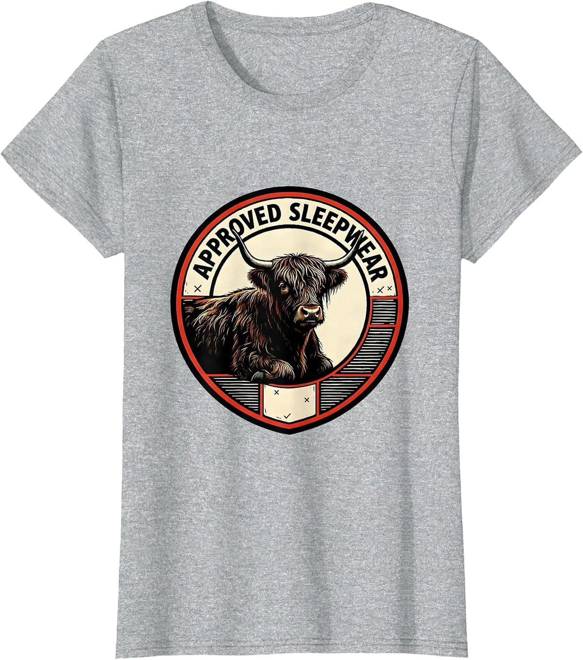 Approved Sleepwear Funny Highland Cow Attitude Humor T-Shirt - Heather Grey