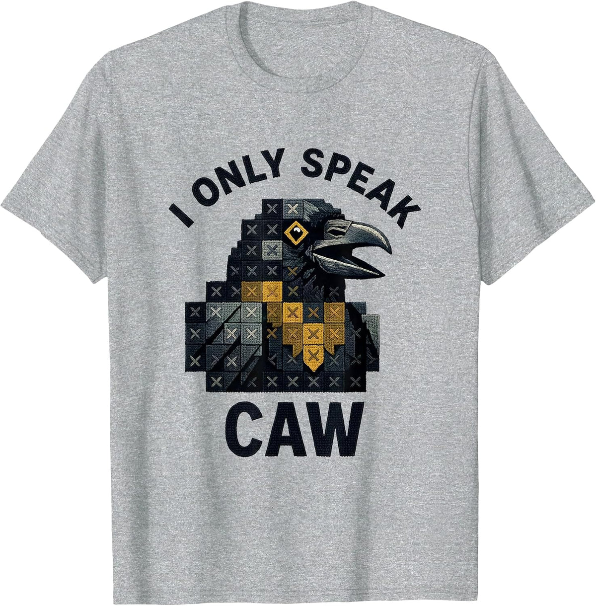 Men's I Only Speak Caw Funny Crow Bird Design T-Shirt - Heather Grey