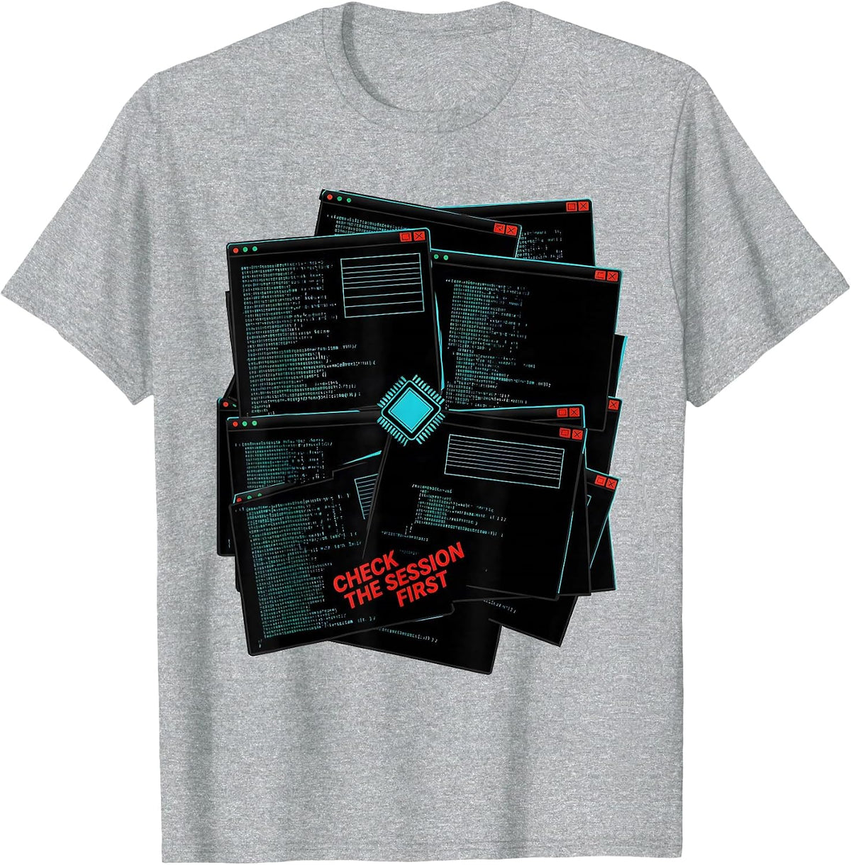 Men's Check The Session First Funny IT Support Programmer Tech T-Shirt - Heather Grey