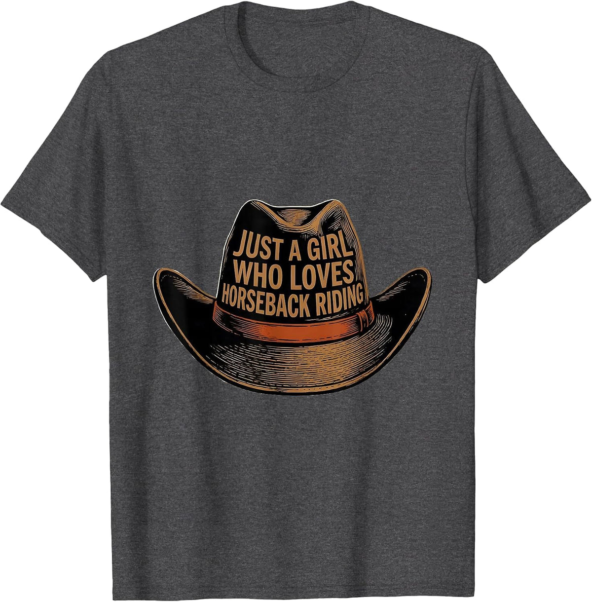 Just A Girl Who Loves Horseback Riding Western Cowgirl Rodeo T-Shirt - Dark Heather Grey