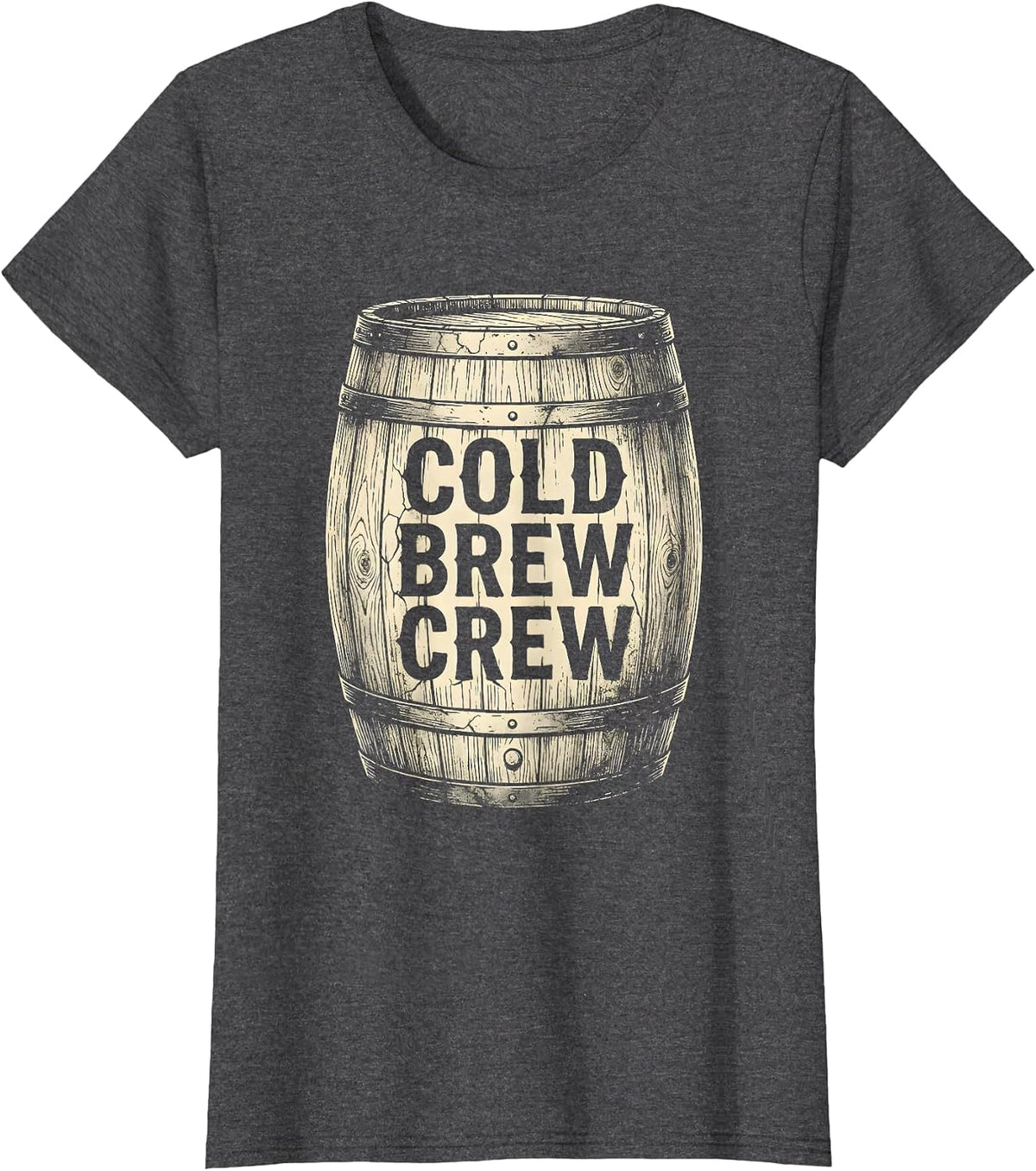 Women's Cold Brew Crew Coffee Lover Graphic Design T-Shirt - Dark Heather Grey