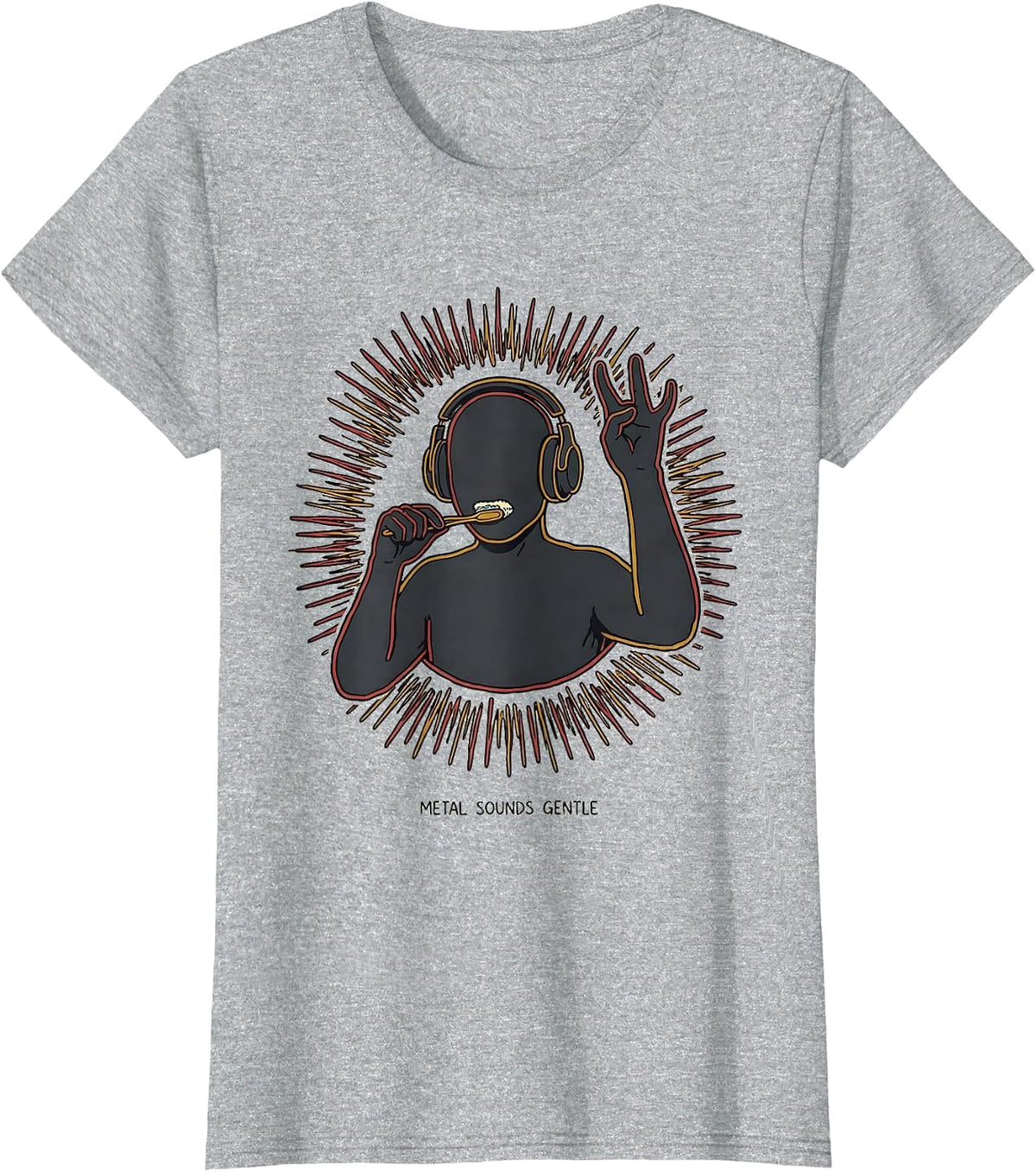 Women's Metal Sounds Gentle Funny Heavy Metal Fan Metalhead Humor T-Shirt - Heather Grey