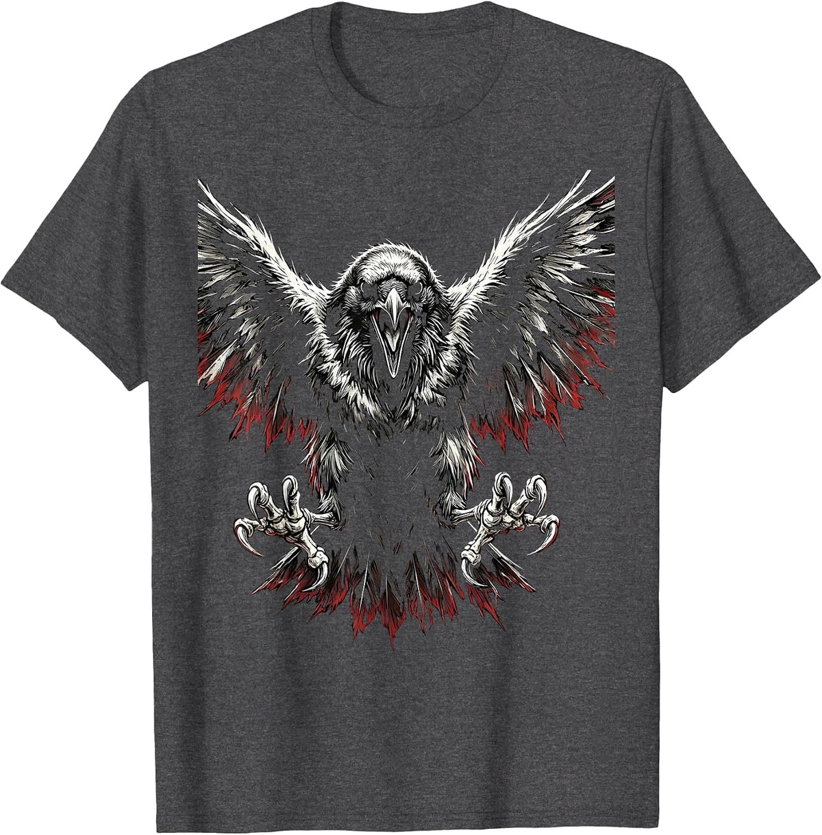 Fawk Off Crow Fighting Stance Graphic T-Shirt - Dark Heather Grey