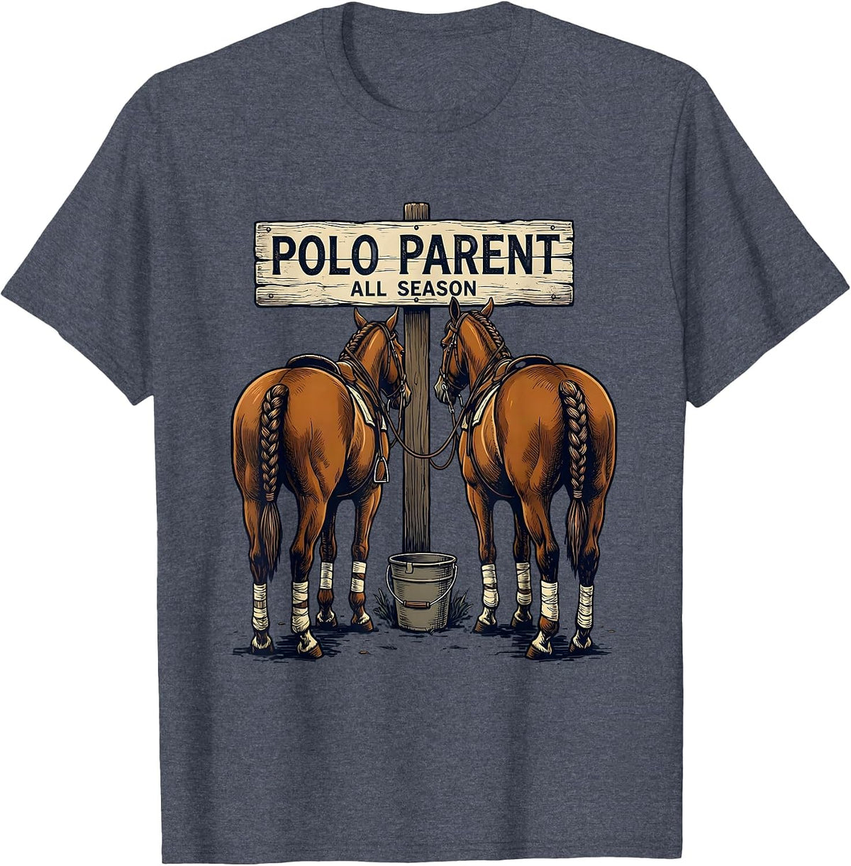 Polo Parent All Season Equestrian Sport Fan Horseback Riding T-Shirt - Heather Blue