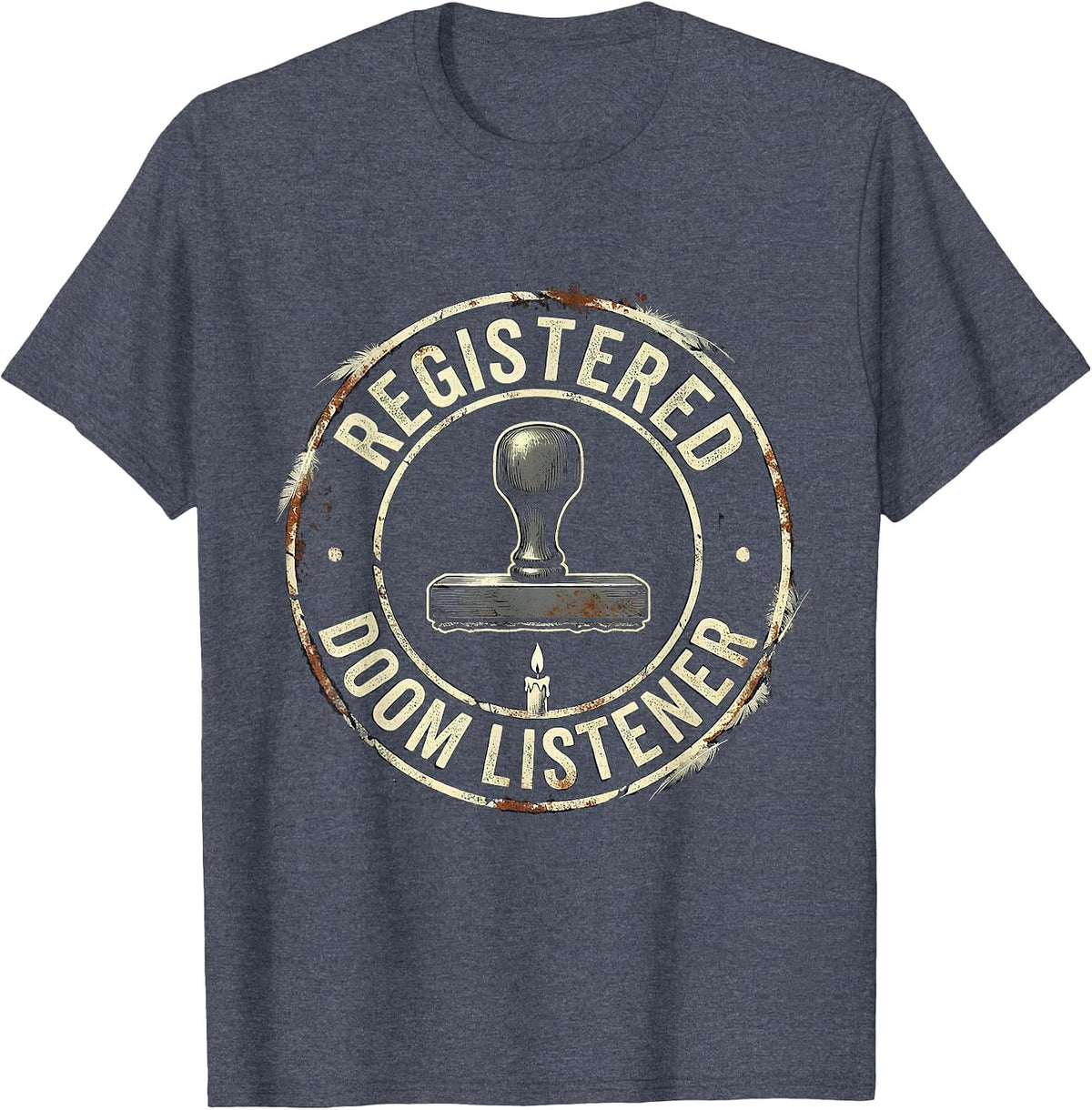 Registered Doom Listener Funny Heavy Metal Music Metalhead T-Shirt - Heather Blue