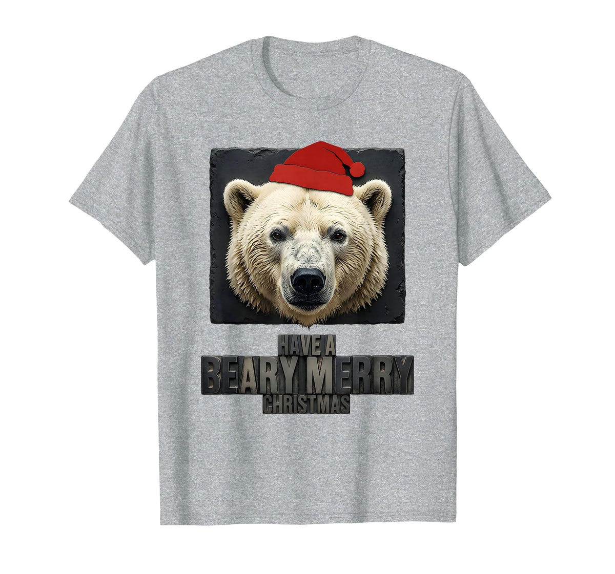Mademark Have A Beary Merry Christmas Funny Bear Novelty Holiday T-Shirt - Heather Grey