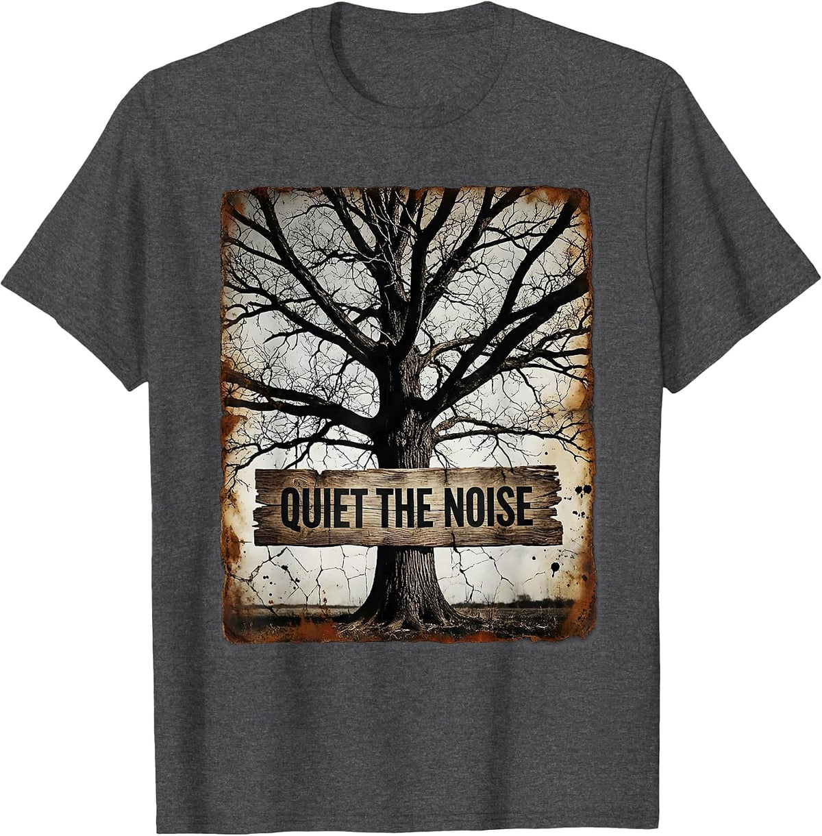 Be Still Quiet The Noise Mindfulness Design T-Shirt - Dark Heather Grey