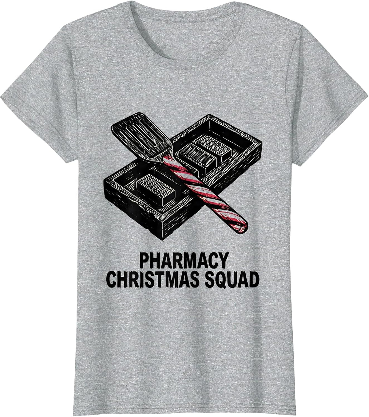 Pharmacy Christmas Squad Funny Pharmacy Tech Matching T-Shirt - Heather Grey