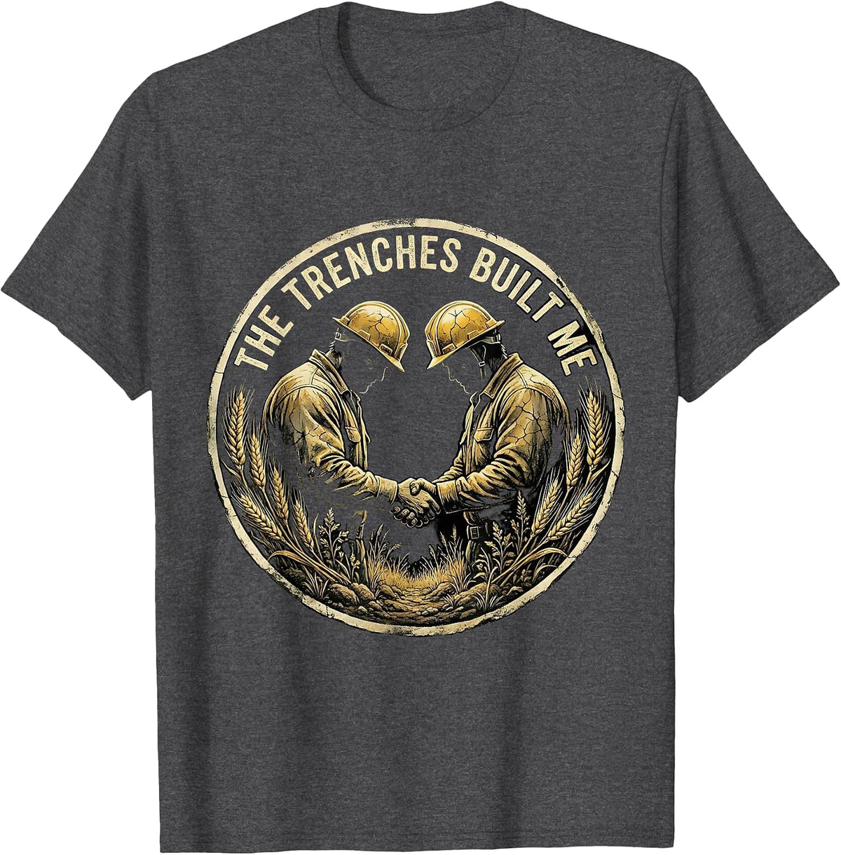 Men's The Trenches Built Me Football Lineman Design T-Shirt - Dark Heather Grey