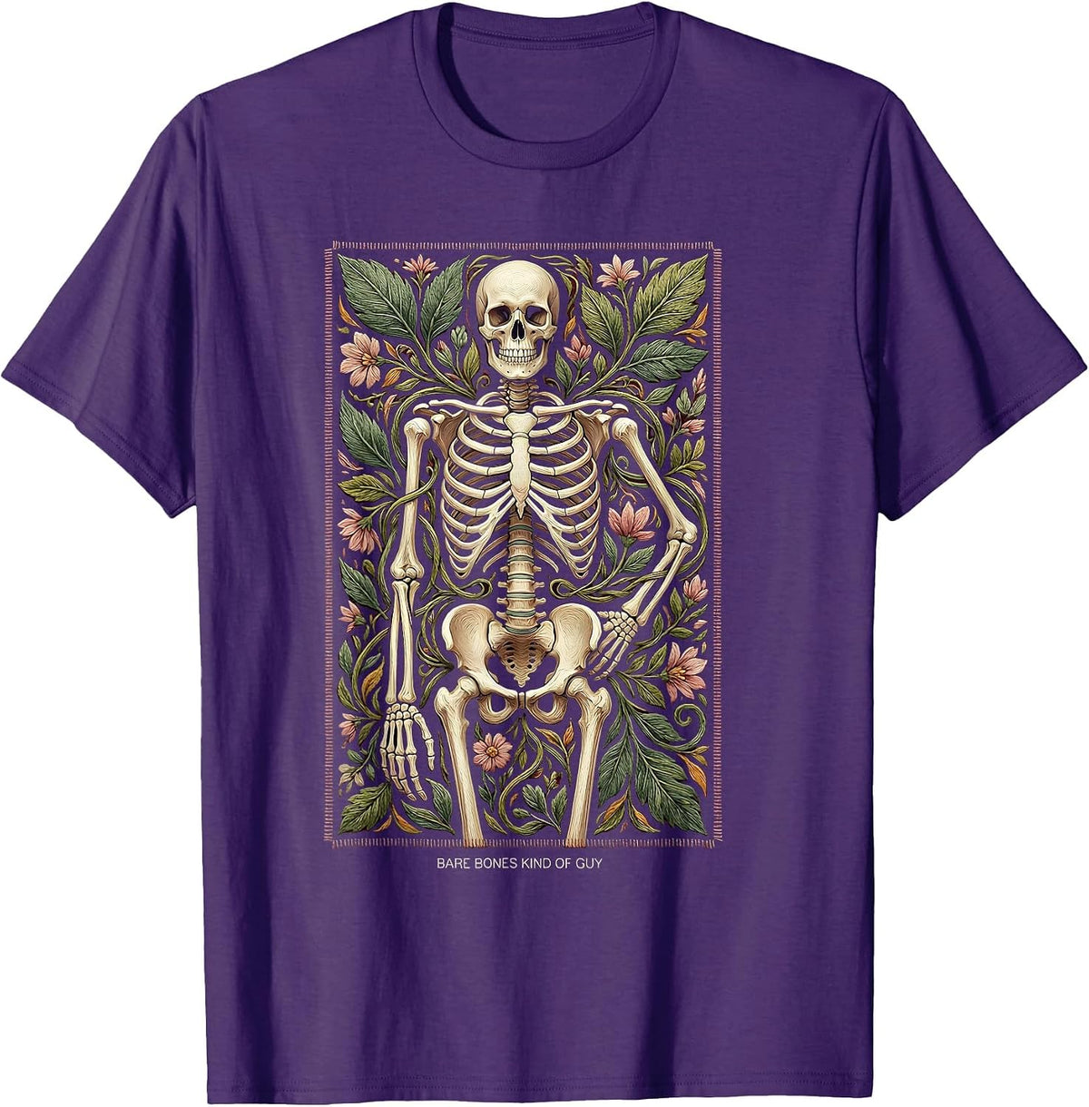 Men's Bare Bones Kind of Guy Skeleton Graphic Design T-Shirt - Purple