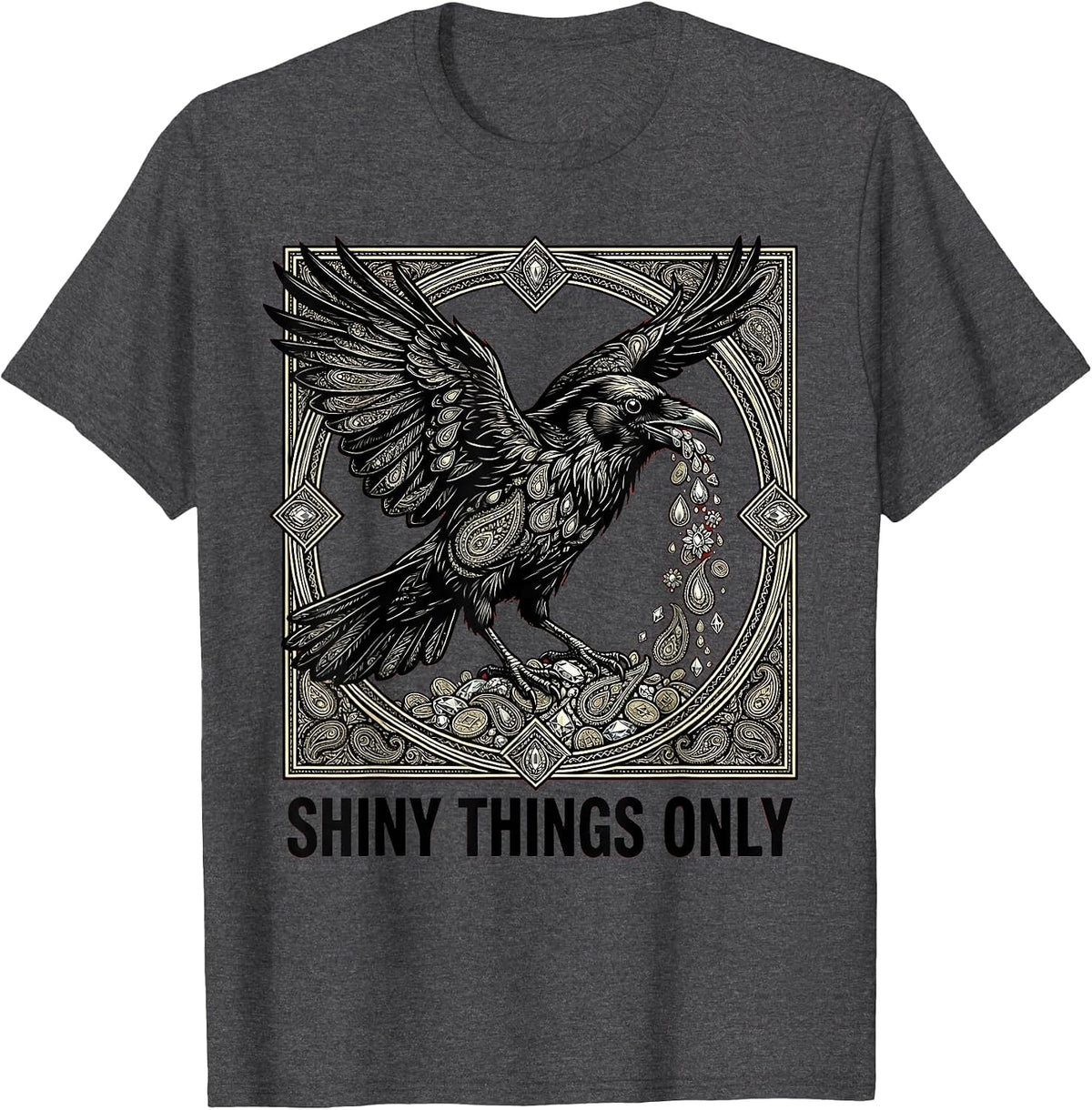 Men's Shiny Things Only Crow Collector Design T-Shirt - Dark Heather Grey