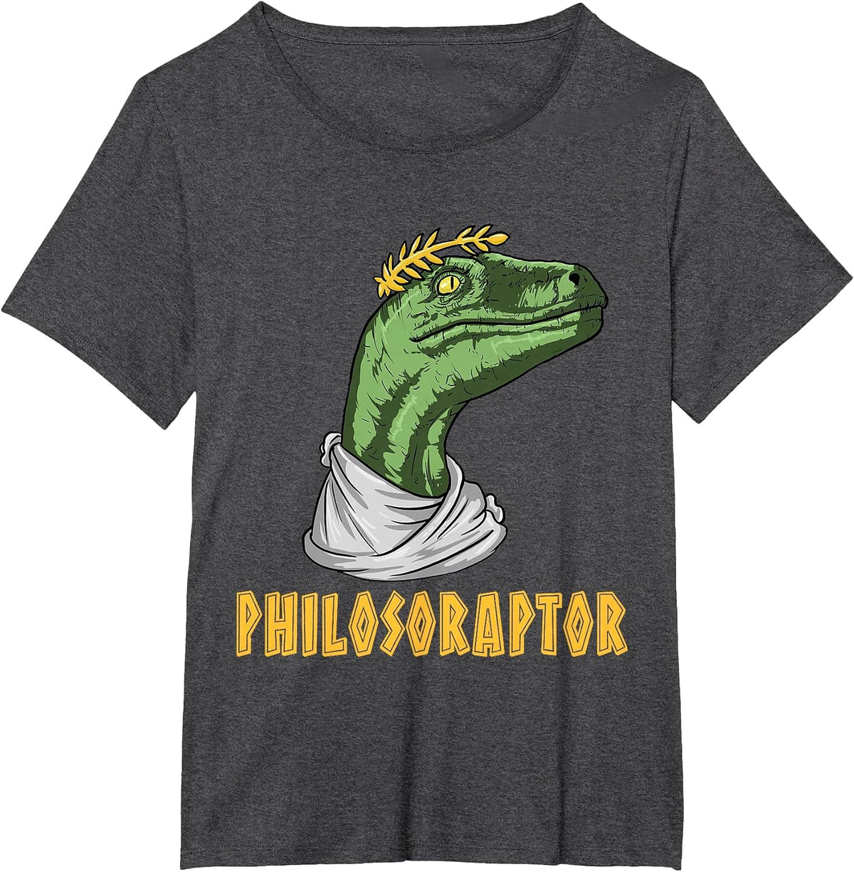 Philosoraptor Velociraptor Philosopher - Funny Philosophy T-Shirt - Dark Heather Grey