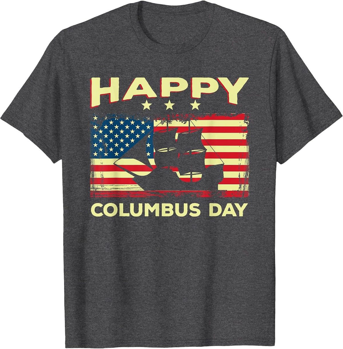 Happy Columbus Day - Discovery Italian Explorer T-Shirt - Dark Heather Grey