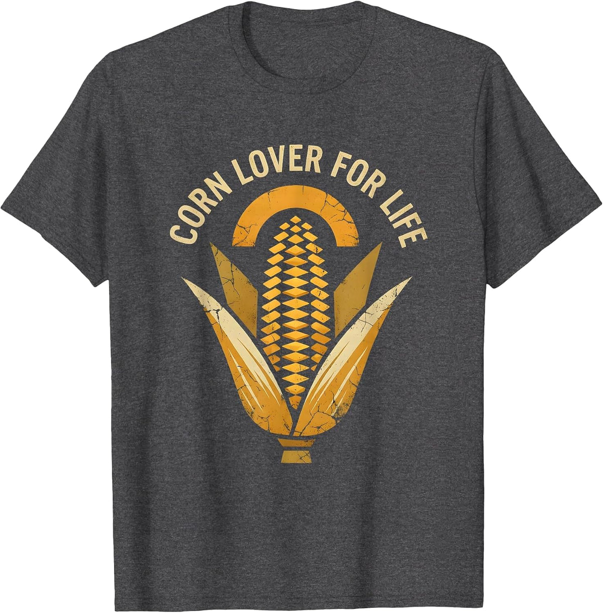 Men's Corn Lover For Life Funny Corn Design T-Shirt - Dark Heather Grey