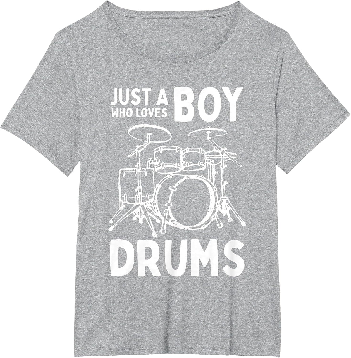 Just A Boy Who Loves to Play Drums Drummer Boys Kids T-Shirt - Heather Grey