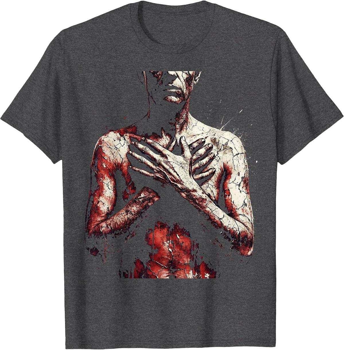 Patriot Day Hands Over Heart Remembrance Design T-Shirt - Dark Heather Grey