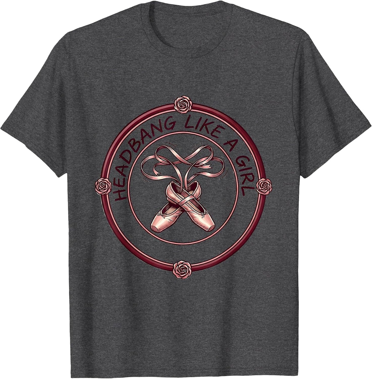Headbang Like a Girl Rock Music Design T-Shirt - Dark Heather Grey