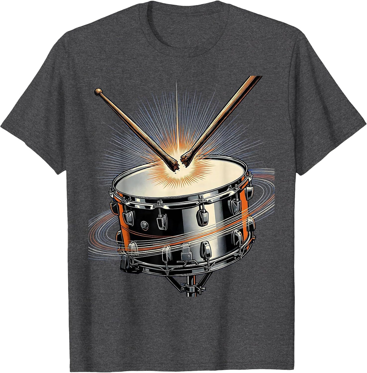 Broken Drumstick Snare Drum Drummer Graphic T-Shirt - Dark Heather Grey