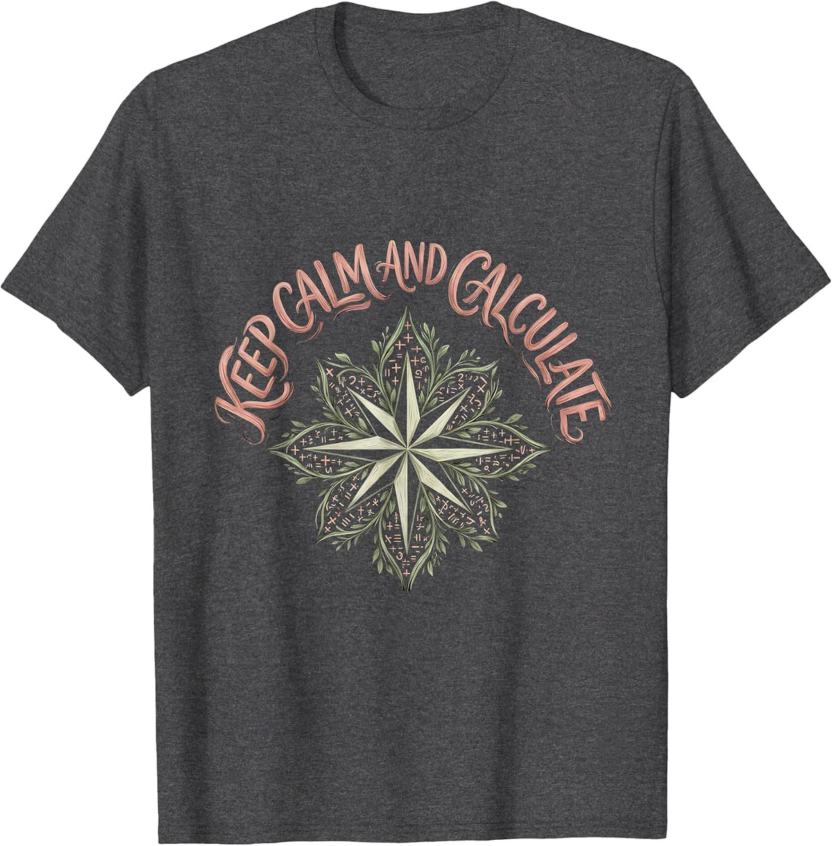 Keep Calm and Calculate Math Lover Design T-Shirt - Dark Heather Grey