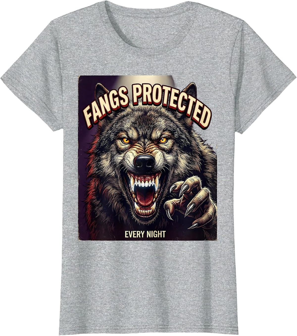 Halloween Dental Night Guard Wolf Design T-Shirt - Heather Grey