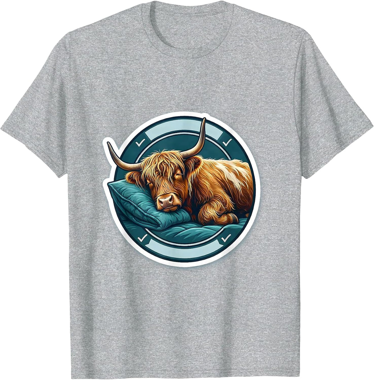 Men's Highland Cow Sleepshirt Cozy Pajama Gift T-Shirt - Heather Grey