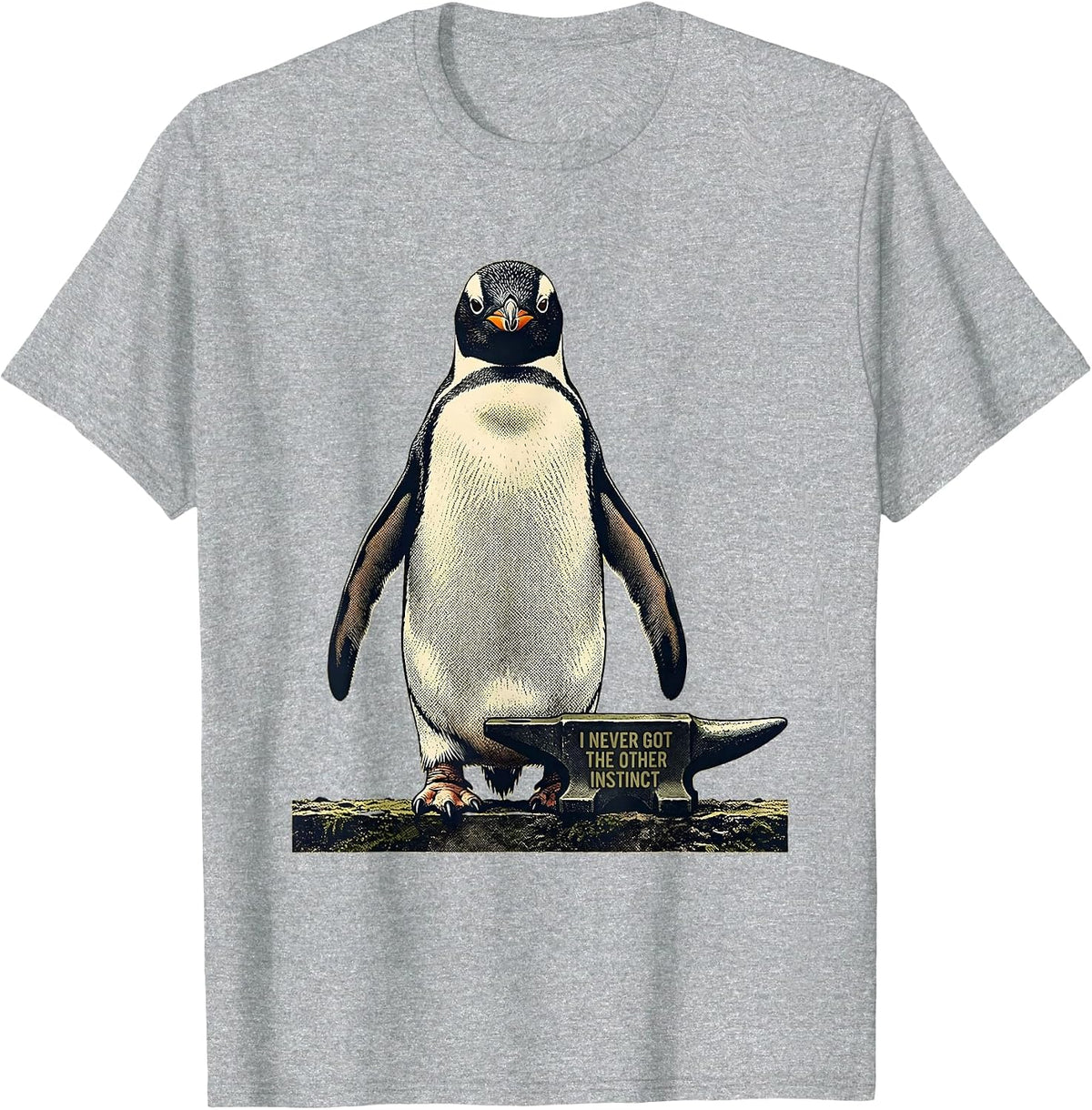 Men's I Never Got The Other Instinct Funny Penguin Martial Arts T-Shirt - Heather Grey