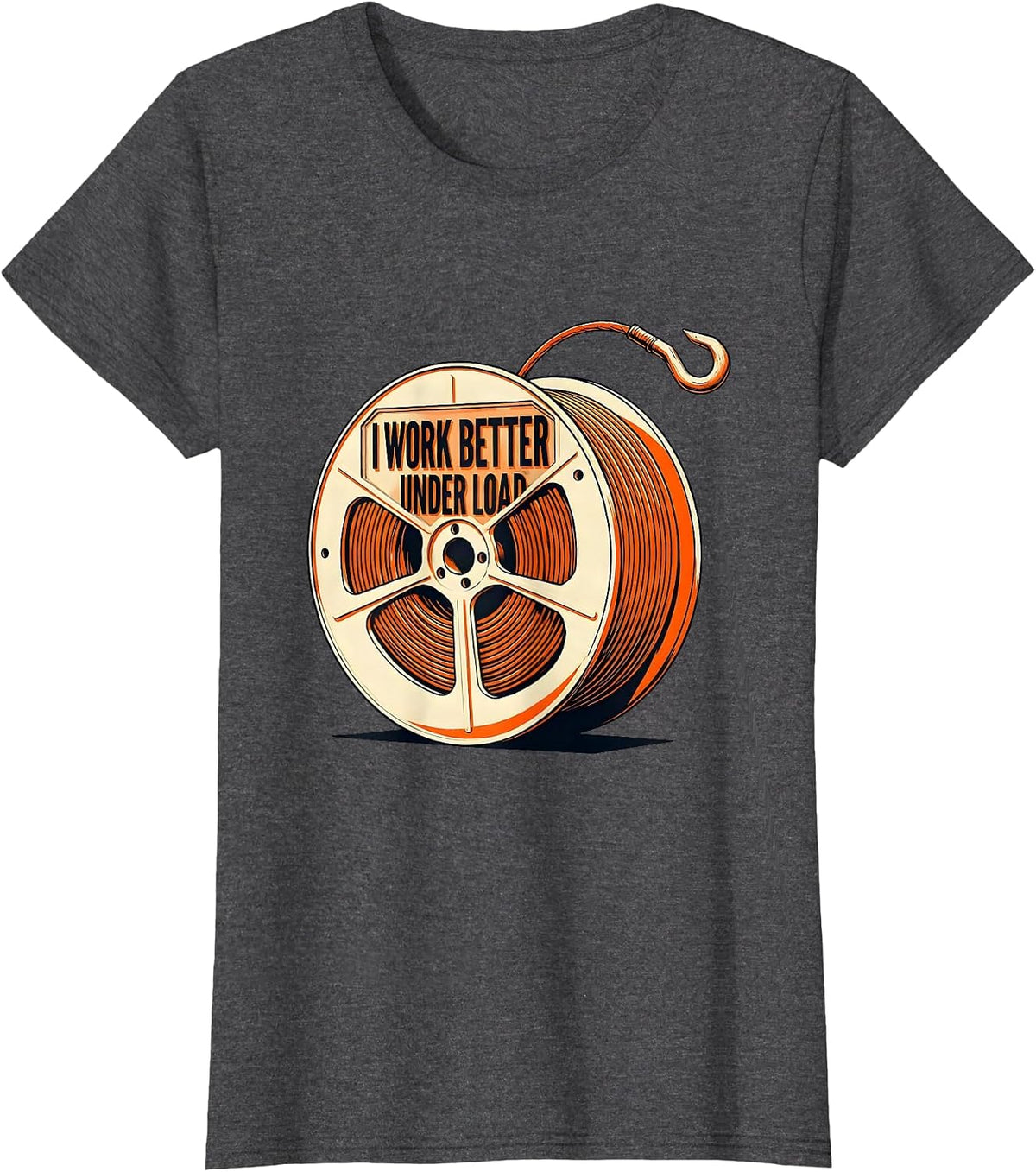 Women's I Work Better Under Load Funny Electrician Lineman Skeleton T-Shirt - Dark Heather Grey