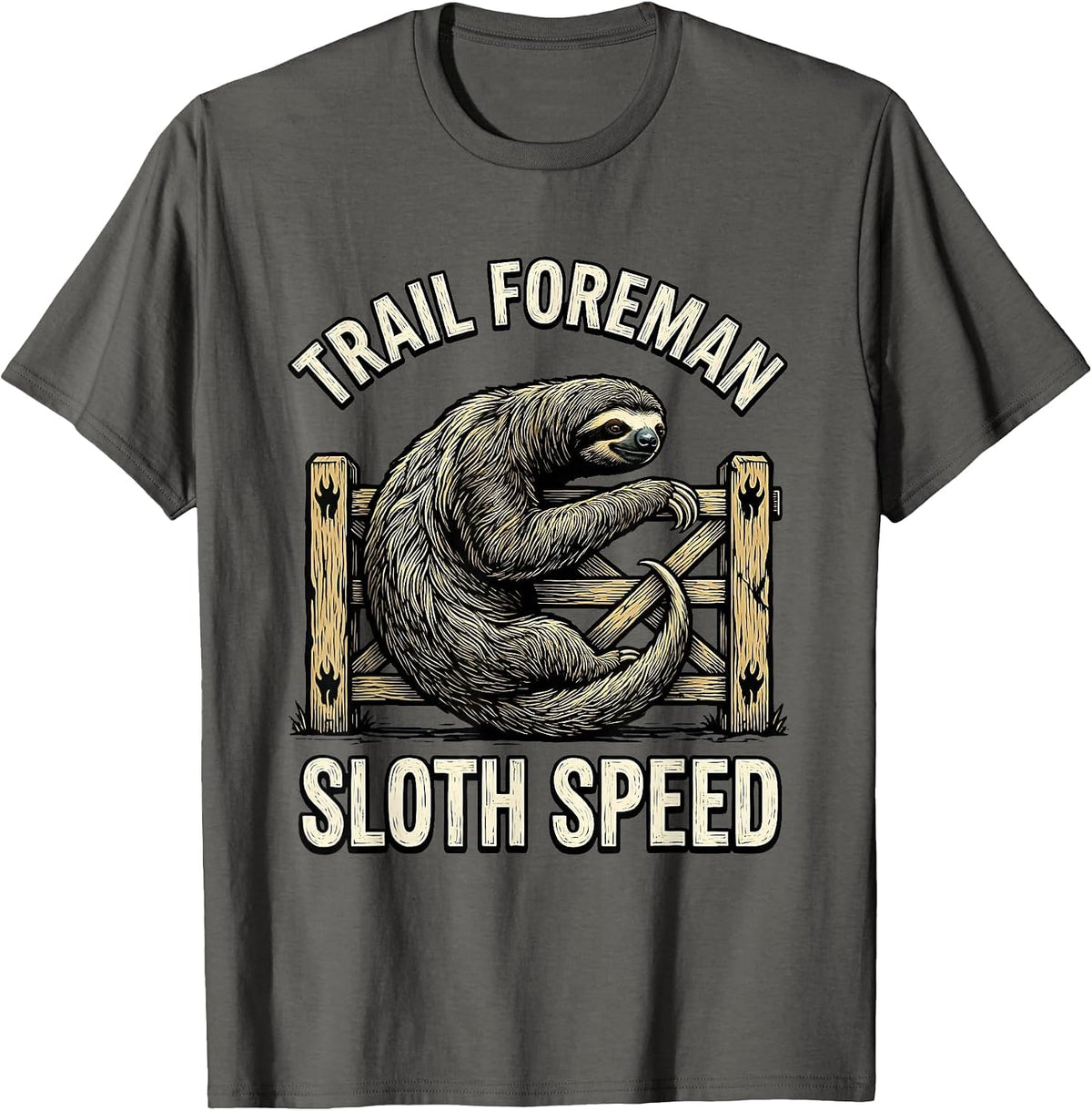Men's Trail Foreman Sloth Speed Funny Sloth Lover Lazy Humor T-Shirt - Asphalt Grey