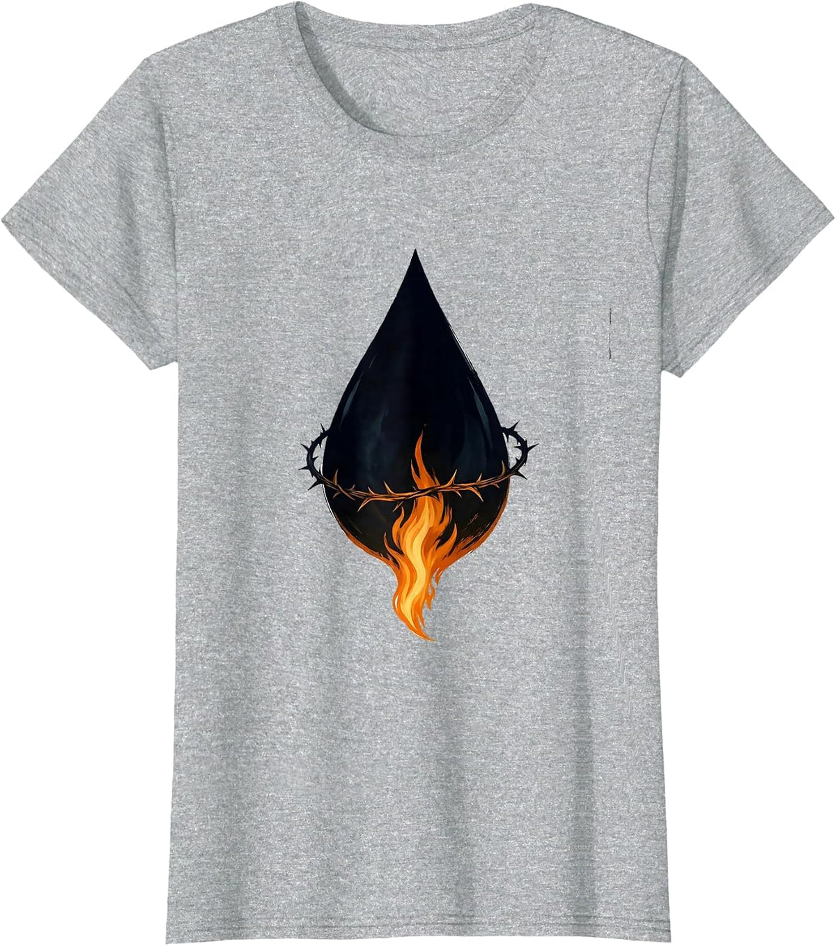 Falling Teardrop Flame Grunge Alt Streetwear Goth T-Shirt - Heather Grey
