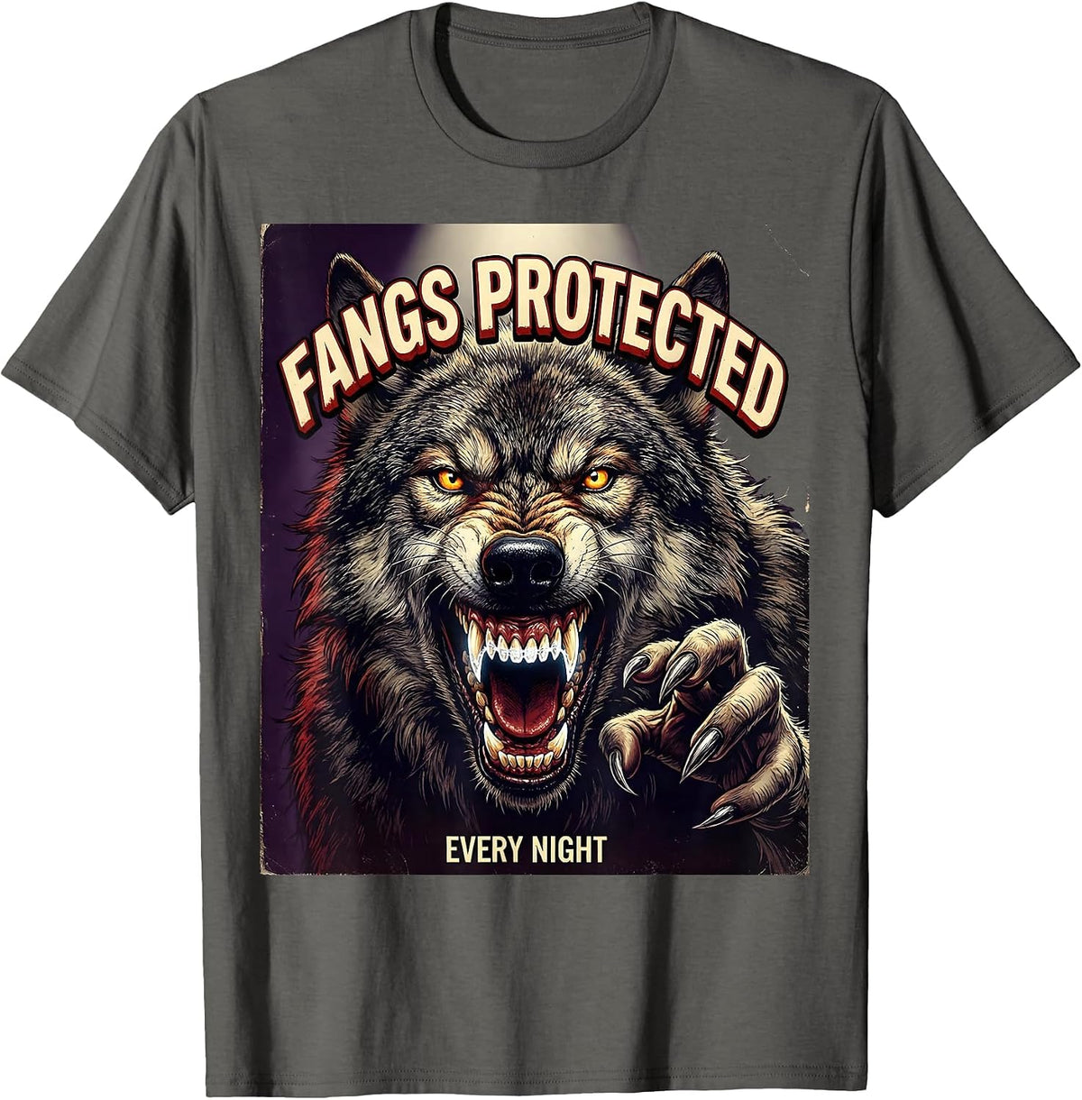 Halloween Dental Night Guard Wolf Design T-Shirt - Asphalt Grey