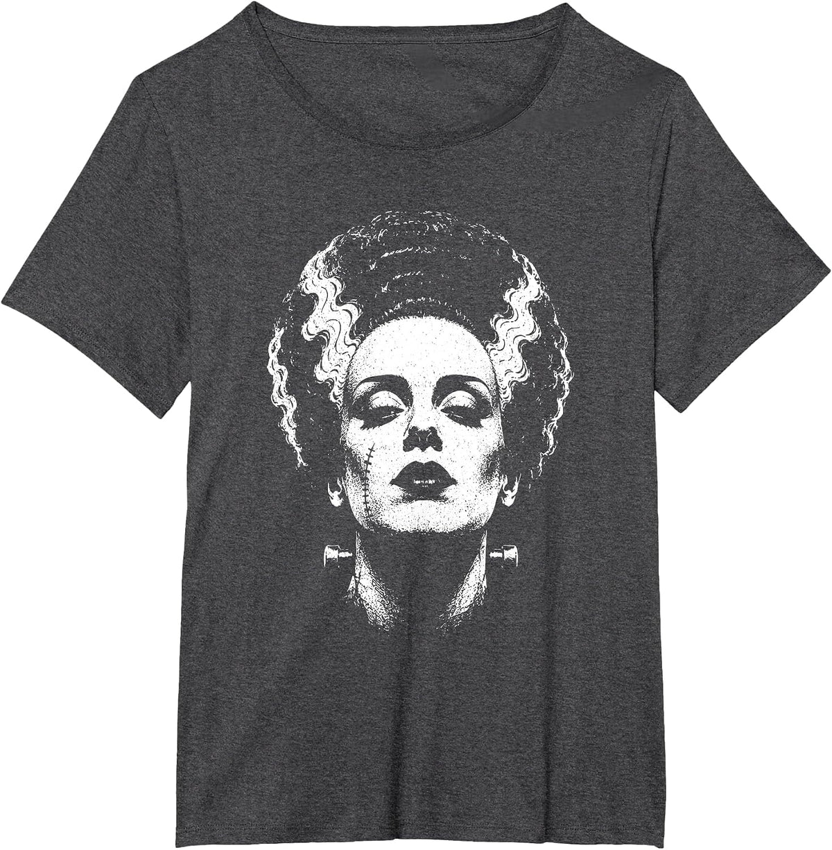 Frankenstein Monster and Bride Halloween Matching Couple T-Shirt - Dark Heather Grey