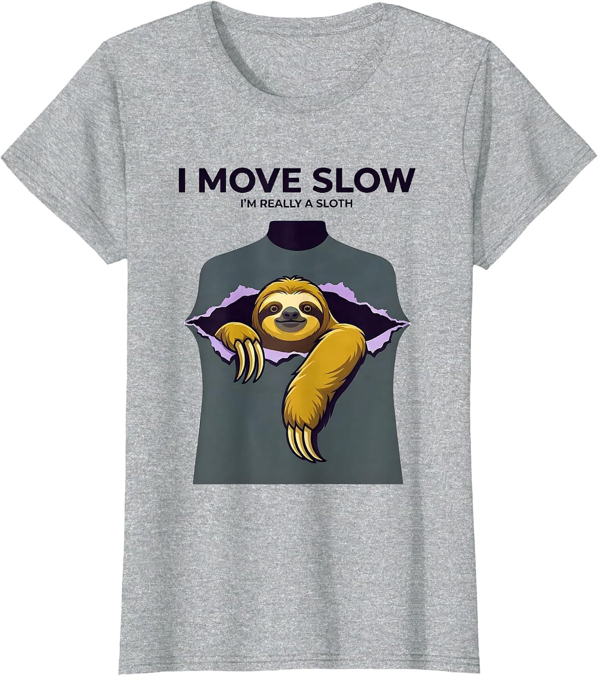 I Move Slow; I'm Really A Sloth Funny Halloween Costume T-Shirt - Heather Grey