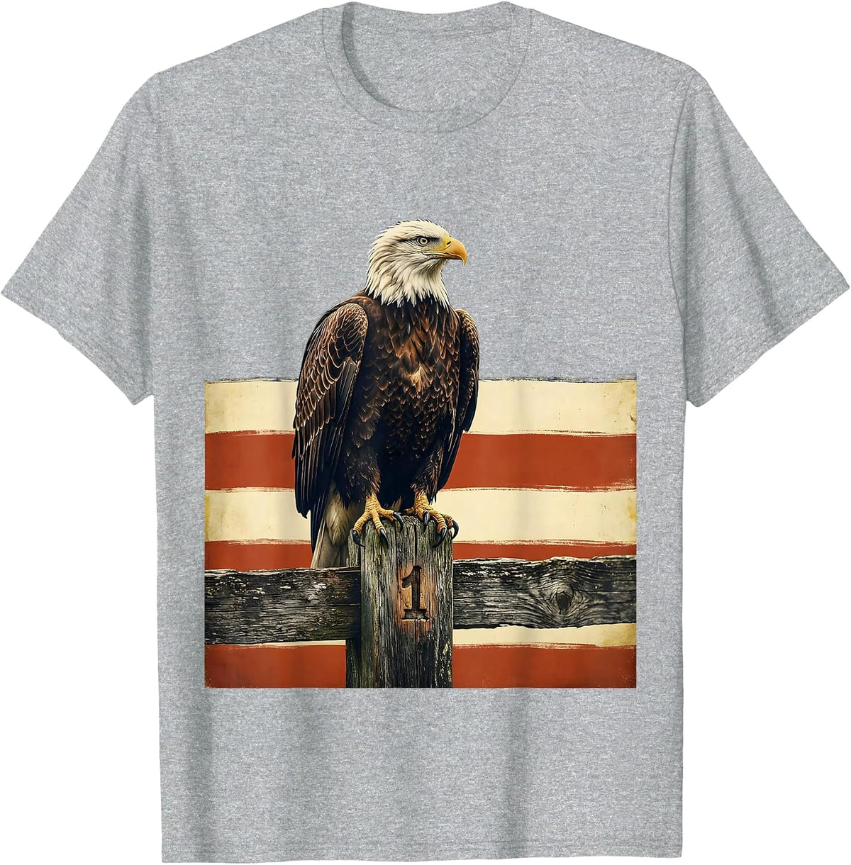 Men's Bald Eagle Flag 250th Anniversary Vintage Patriotic T-Shirt - Heather Grey